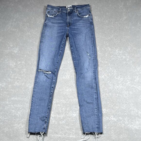 Agolde Jeans Size 29 Blue Sophie High Rise Skinny Jean Limit A123B-1045 Raw Hem - Picture 1 of 14
